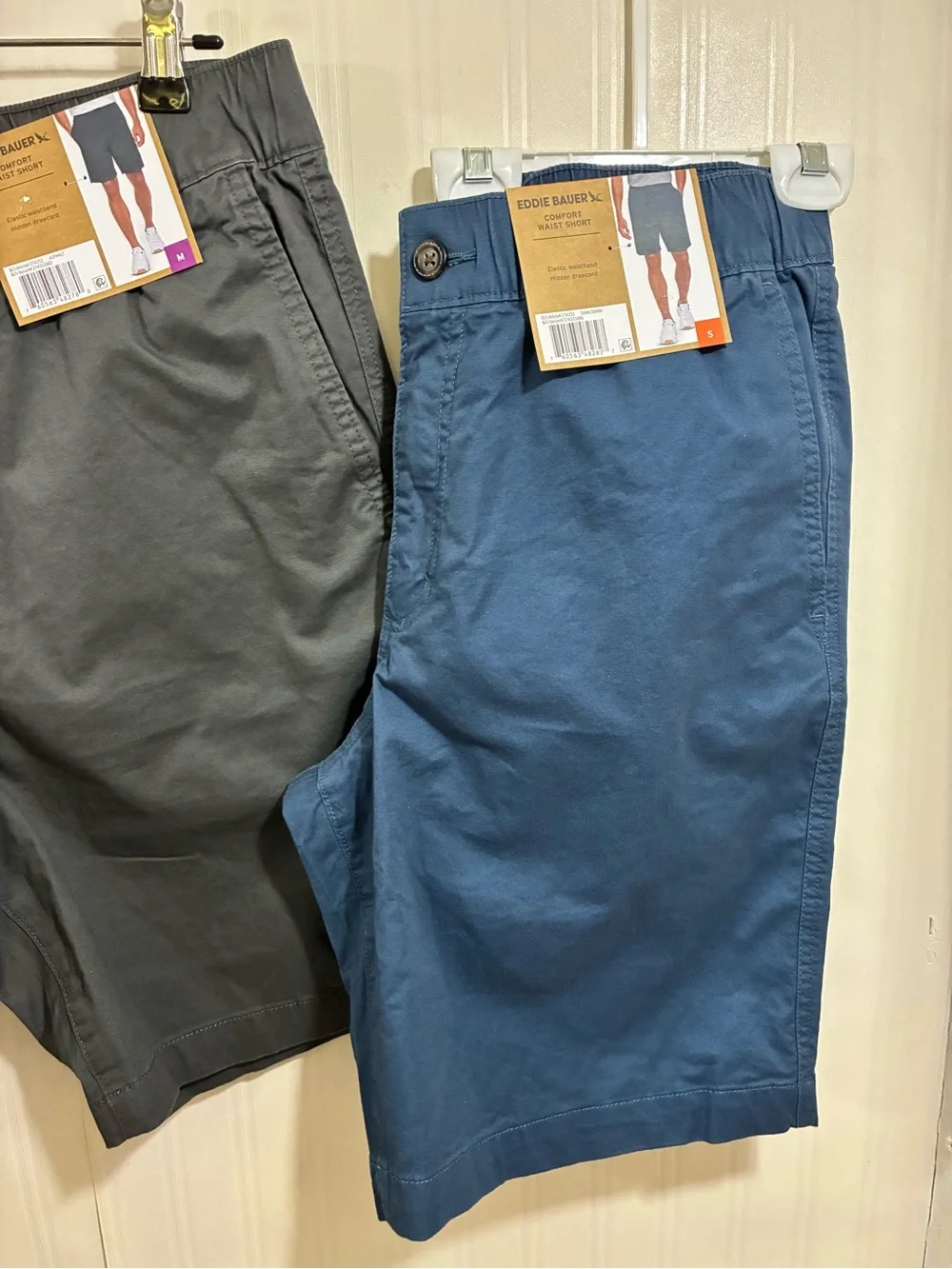 Eddie Bauer Men's Flat-Front Shorts in Charcoal and Blue